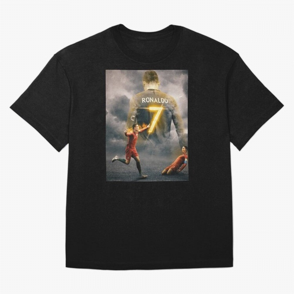 Art CR7 Wallpaper Oversized T-Shirt Join the Countdown to FIFA World Cup 2026 Spirit, Made for Portugal, Spain and Germany, Neymar, Haaland and Cristiano Ronaldo, Sports Nostalgia, International Competition, Famous Players and Unforgettable