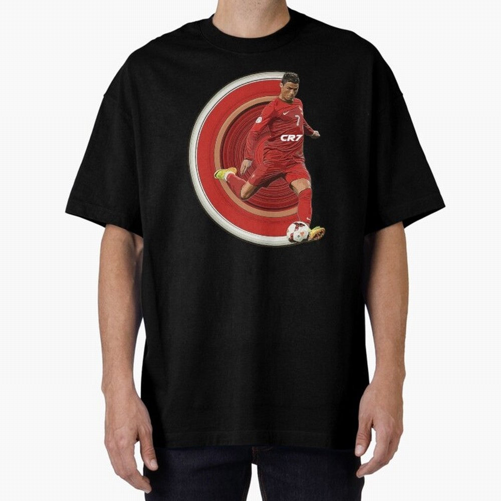 Cristiano Ronaldo Circular Pixel Art Oversized T-Shirt Support the Legends of Match Day Hype around FIFA World Cup 2026 Group Stage, Mbappe and Neymar, Spain and Netherlands, Sports Nostalgia, International Competition, Famous Players and