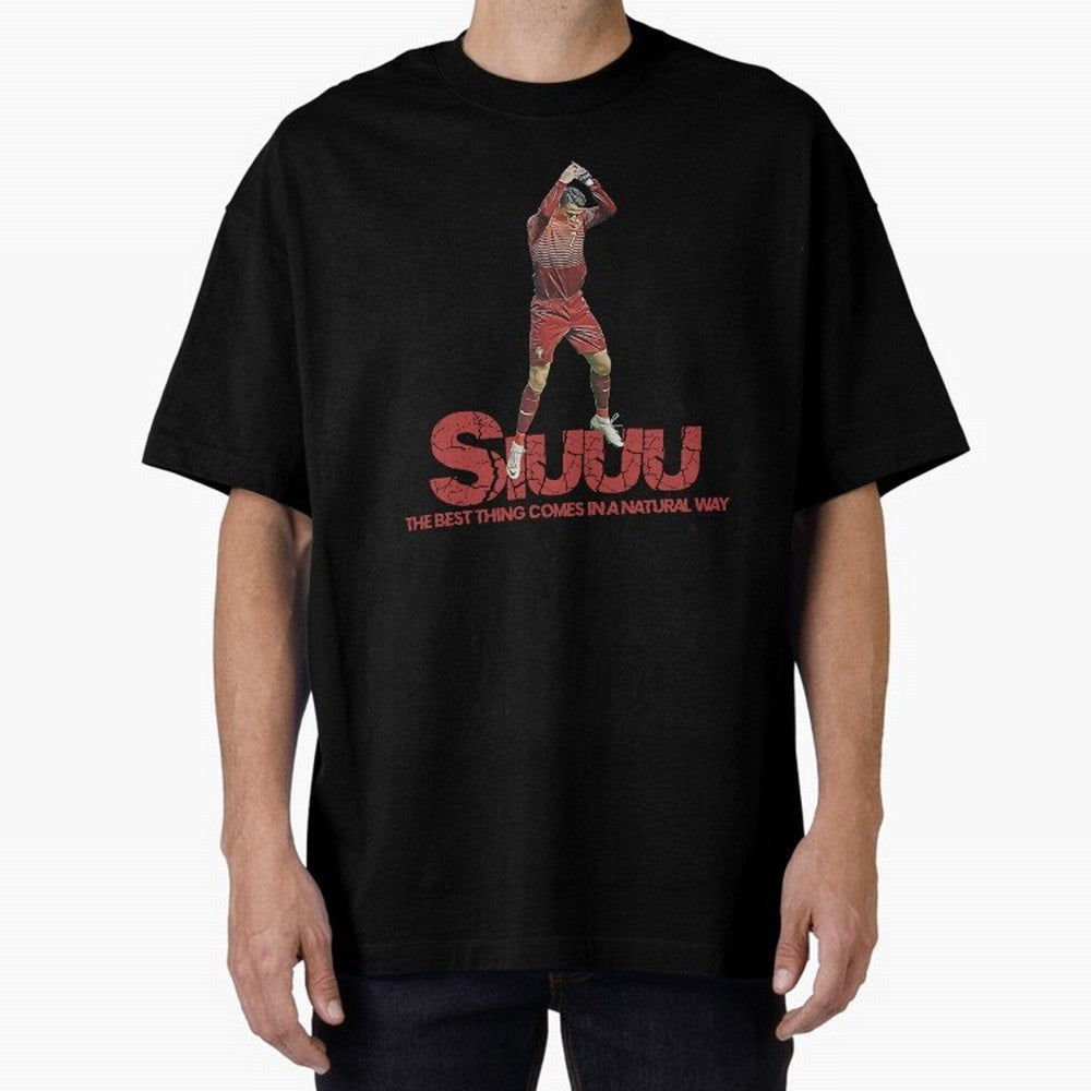 Cr7 Ronaldo Siuuu Oversized T-Shirt Follow FIFA World Cup 2026 USA Canada Mexico Spirit, Filled with England and Germany, CR7 and Messi, Vintage Soccer Flavor, Modern Football Stars, National Flags and Final Night Emotion; Great for Watch Parties,