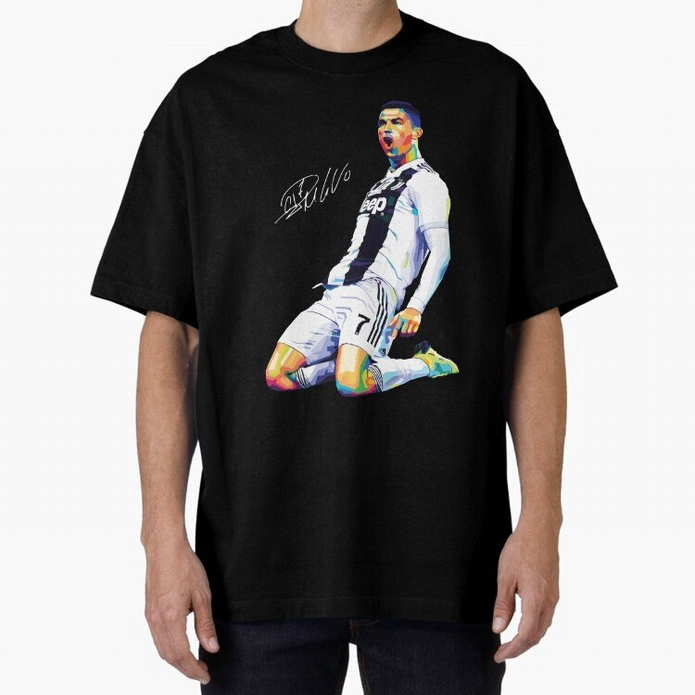 C Ronaldo Wpap Pop Art Oversized T-Shirt Join FIFA World Cup 2026 Group Stage Highlighting Messi, Portugal, Spain and Germany Energy, Fan Favorite Moments, National Team Passion, Big Match Drama and Soccer History; Perfect for Supporters Who Want