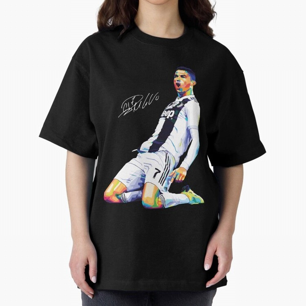C Ronaldo Wpap Pop Art Oversized T-Shirt Join FIFA World Cup 2026 Group Stage Highlighting Messi, Portugal, Spain and Germany Energy, Fan Favorite Moments, National Team Passion, Big Match Drama and Soccer History; Perfect for Supporters Who Want