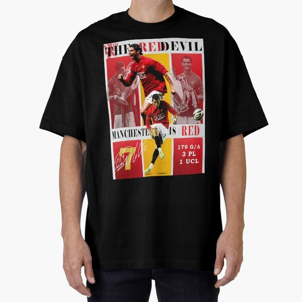 Cristiano Ronaldo 2008 Manchester United Poster Oversized T-Shirt Share the Excitement of the FIFA World Cup 2026 Journey through Cristiano Ronaldo Highlights, Brazil, Portugal and Argentina Pride, Football History, Final Match Energy, Crowd Noise