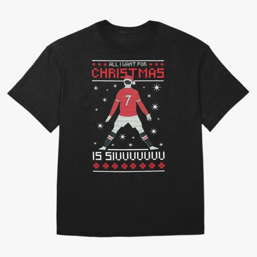 ALL I WANT FOR CHRISTMAS IS SIU Oversized T-Shirt Support FIFA World Cup 2026 USA Canada Mexico Inspired by Mbappe, Portugal Energy, Retro Football Energy, Iconic Rivalries, Trophy Chase Drama and Stadium Atmosphere; Perfect for People Who Love