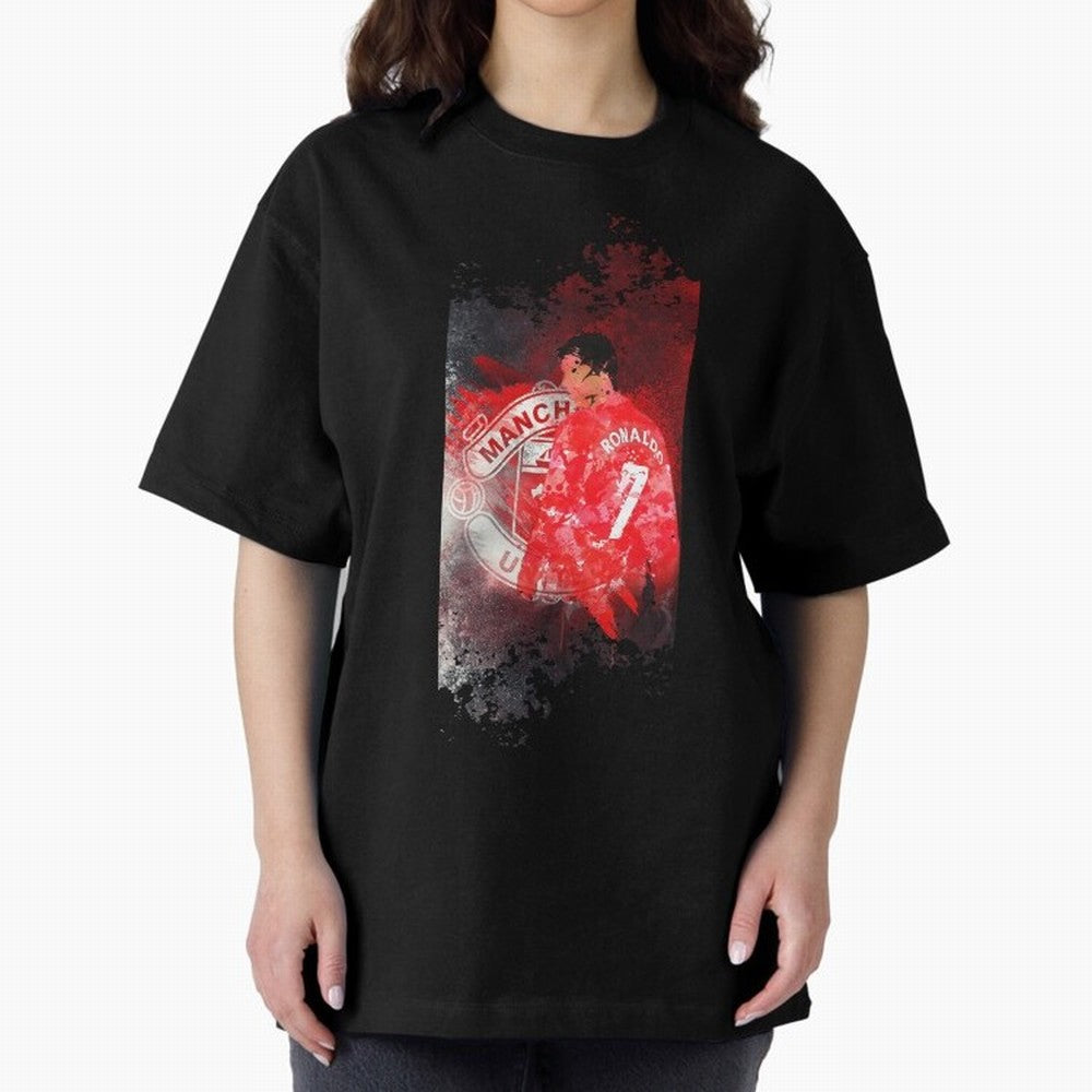 Ronaldo Illustration 003 Oversized T-Shirt Feel the Heartbeat of FIFA World Cup 2026 USA Canada Mexico Celebrating Messi, Neymar and Mbappe, Portugal Energy, Fan Favorite Moments, National Team Passion, Big Match Drama and Soccer History; Built for