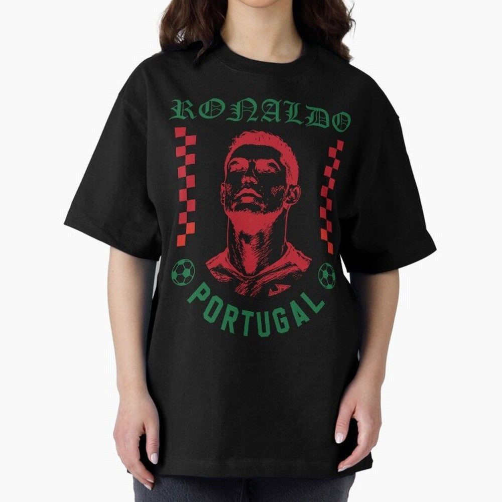 Cristiano Ronaldo Portugal Football Design World Cup Fan Art GOAT Soccer Oversized T-Shirt Relive Global Football Passion for FIFA World Cup 2026 USA Canada Mexico, Centered on Neymar, Haaland and Cristiano Ronaldo, Argentina, France and Brazil,