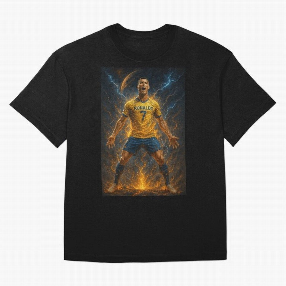 Cristiano Ronaldo Oversized T-Shirt Honor Football Greatness during FIFA World Cup 2026 Spirit, Driven by Spain, Mbappe and Neymar, Sports Nostalgia, International Competition, Famous Players and Unforgettable Victories; Great for Watch Parties,