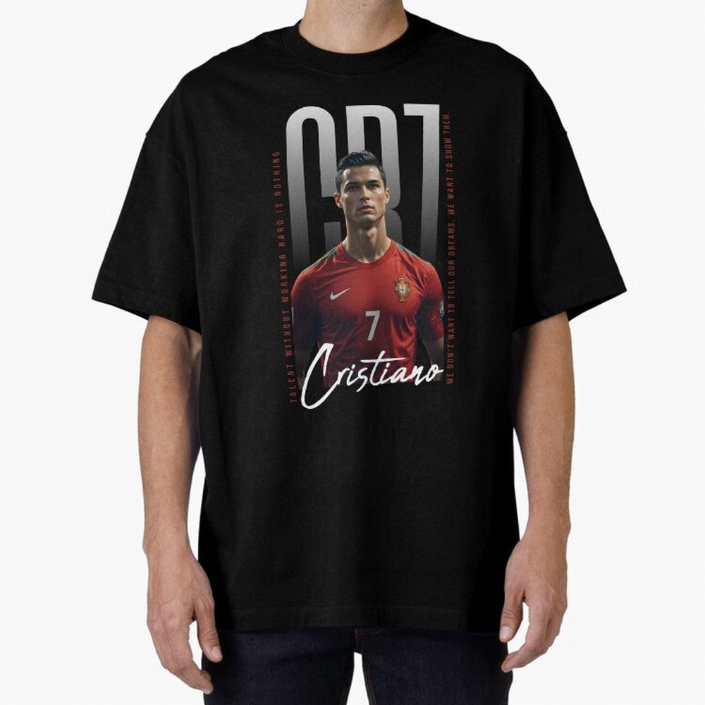 Cristiano Ronaldo Oversized T-Shirt Carry National Pride through FIFA World Cup 2026 for Fans of Mbappe and England, France and Netherlands, Bringing Championship Spirit, Famous Goals, Roaring Crowds and International Football Unity; Ideal for