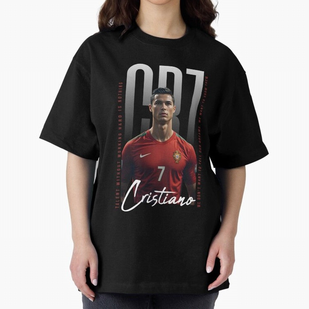 Cristiano Ronaldo Oversized T-Shirt Carry National Pride through FIFA World Cup 2026 for Fans of Mbappe and England, France and Netherlands, Bringing Championship Spirit, Famous Goals, Roaring Crowds and International Football Unity; Ideal for