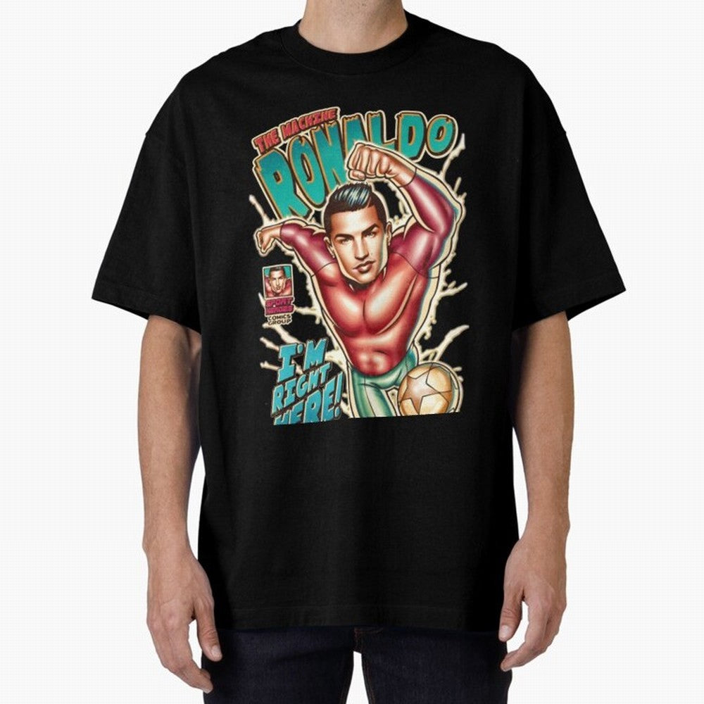 Cristiano Ronaldo The Machine Ronaldo Oversized T-Shirt Honor Match Day Hype around FIFA World Cup 2026 Group Stage, CR7 and Messi, France, Global Supporter Spirit, Legendary Goals, National Colors and Tournament Celebration; Great for Supporters