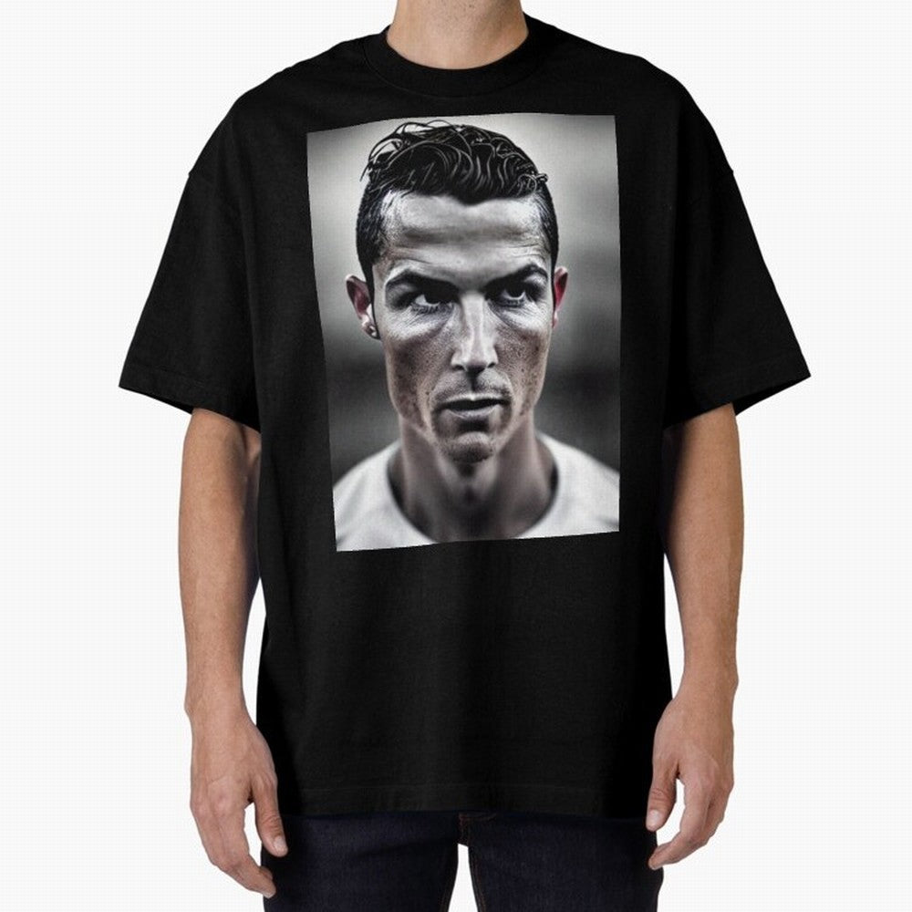 Cristiano Ronaldo Portrait Oversized T-Shirt Follow the Final Road of FIFA World Cup 2026 Group Stage for Fans of Mbappe and Neymar and Argentina, France and Brazil, Bringing Stadium Memories, Football Loyalty, International Chants and Championship