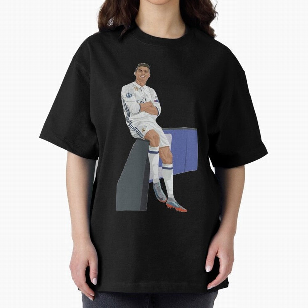 Cristiano Ronaldo Oversized T-Shirt Remember Global Football Passion for FIFA World Cup 2026 USA Canada Mexico, Driven by Mbappe and Neymar, Spain, Vintage Soccer Flavor, Modern Football Stars, National Flags and Final Night Emotion; Ideal for Fans