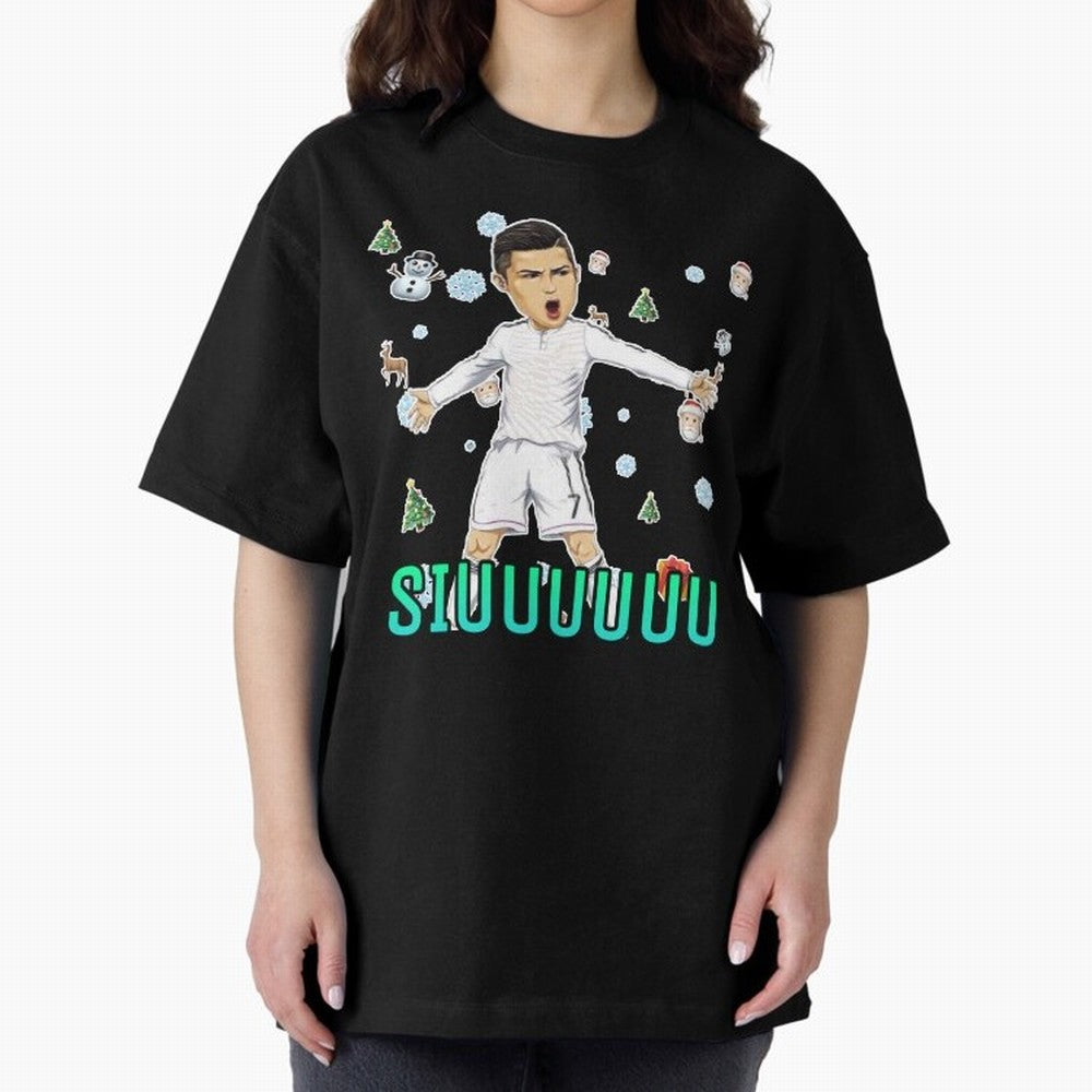 Siuuu christmas CR7 Oversized T-Shirt Feel Global Football Passion for FIFA World Cup 2026, Connected to Messi, CR7 and Mbappe, England, France and Netherlands, Game Day Rituals, Football Legends, Country Pride and the Road to the Final; Made for