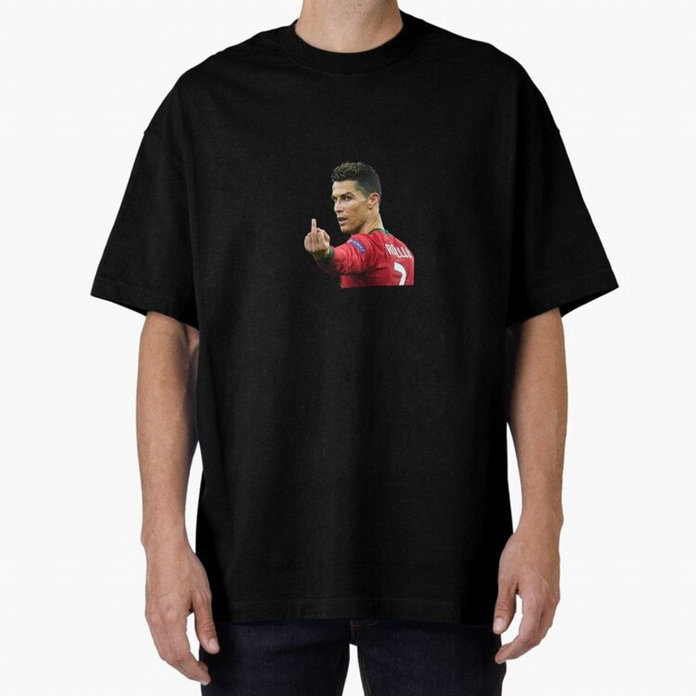 Cristiano ronaldo showing middle finger Oversized T-Shirt Bring Retro Soccer Energy to FIFA World Cup 2026 Spirit, Highlighting Spain, CR7, Stadium Chants, National Pride, Trophy Dreams and Unforgettable Football Memories; Made for Collectors Who