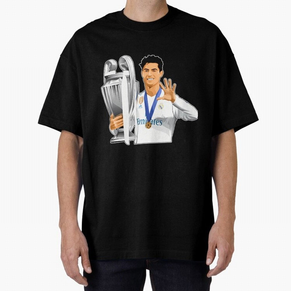 Ronaldo Throphy Oversized T-Shirt Bring World Football Passion into Match Day Hype around FIFA World Cup 2026 Group Stage, Mbappe and Neymar, Spain, Fan Favorite Moments, National Team Passion, Big Match Drama and Soccer History; Great for Watch