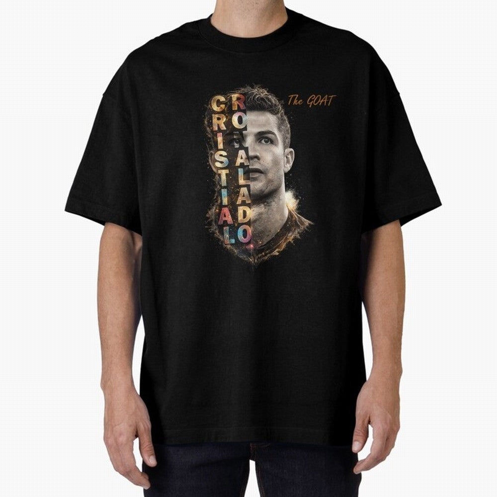 Cristiano Ronaldo Multicolor GOAT Oversized T-Shirt Show Your Tournament Heart for FIFA World Cup 2026 Group Stage Spirit, Made for Germany, Mbappe, Stadium Chants, National Pride, Trophy Dreams and Unforgettable Football Memories; Ideal for Fans