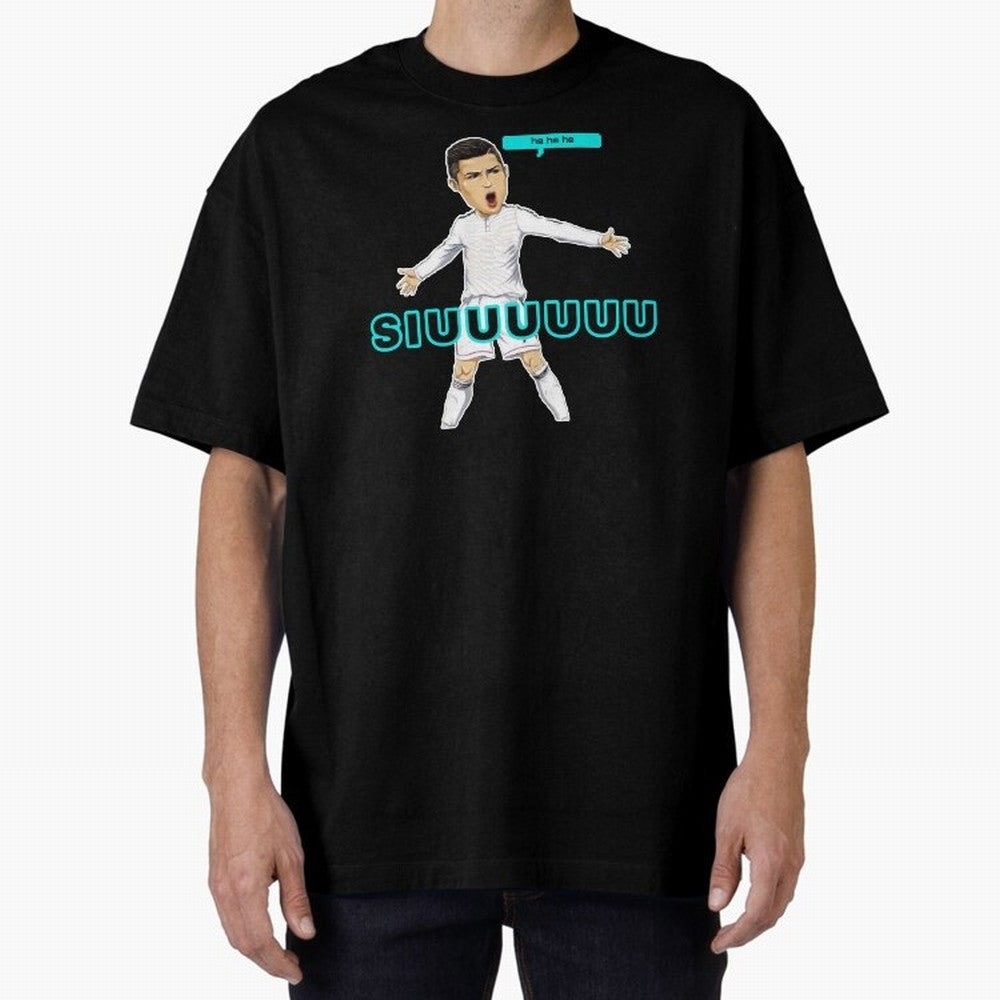 Hehehe siuuu Oversized T-Shirt Celebrate the Biggest Stage of FIFA World Cup 2026 USA Canada Mexico for Fans of CR7 and Messi and England, Bringing Championship Spirit, Famous Goals, Roaring Crowds and International Football Unity; Perfect for