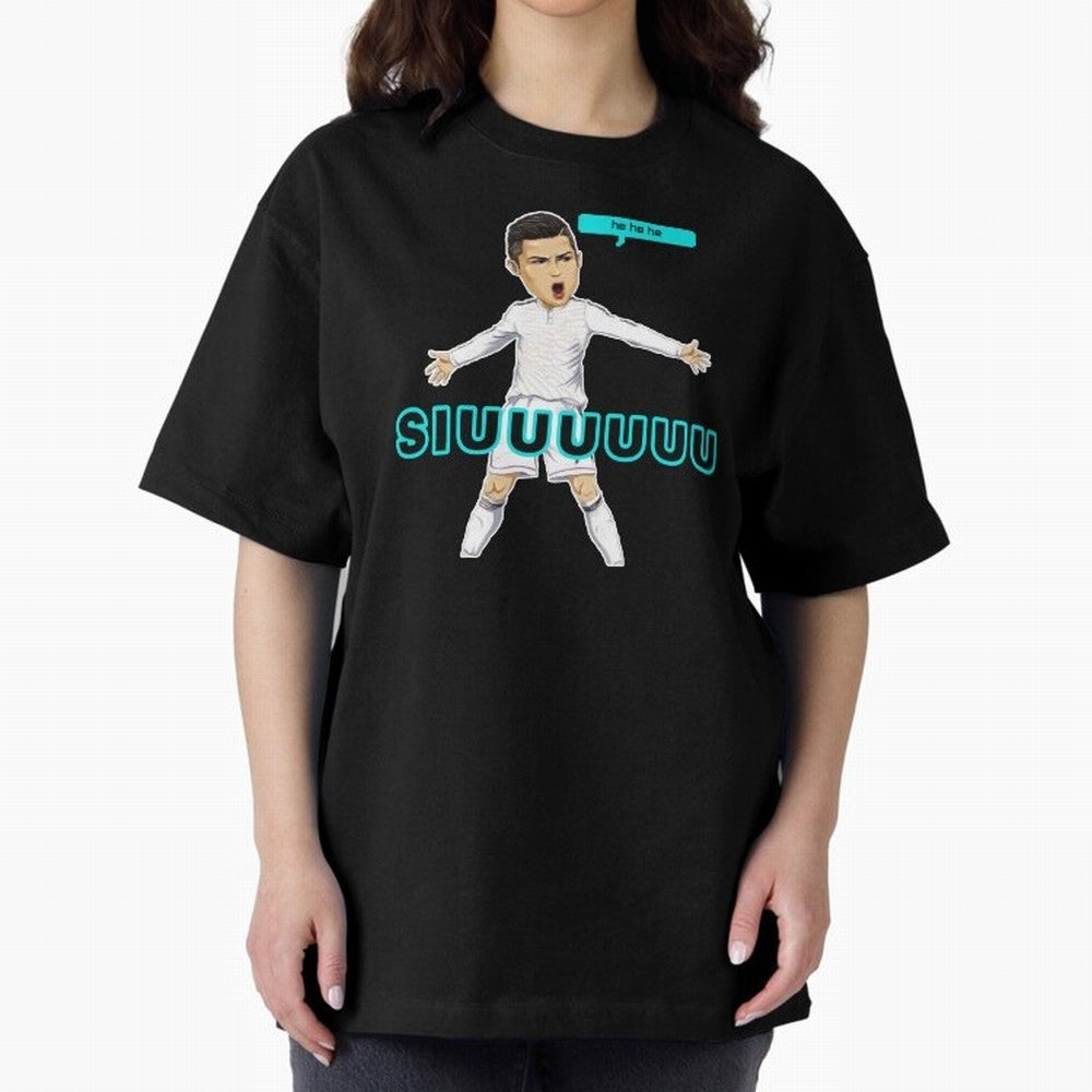 Hehehe siuuu Oversized T-Shirt Celebrate the Biggest Stage of FIFA World Cup 2026 USA Canada Mexico for Fans of CR7 and Messi and England, Bringing Championship Spirit, Famous Goals, Roaring Crowds and International Football Unity; Perfect for
