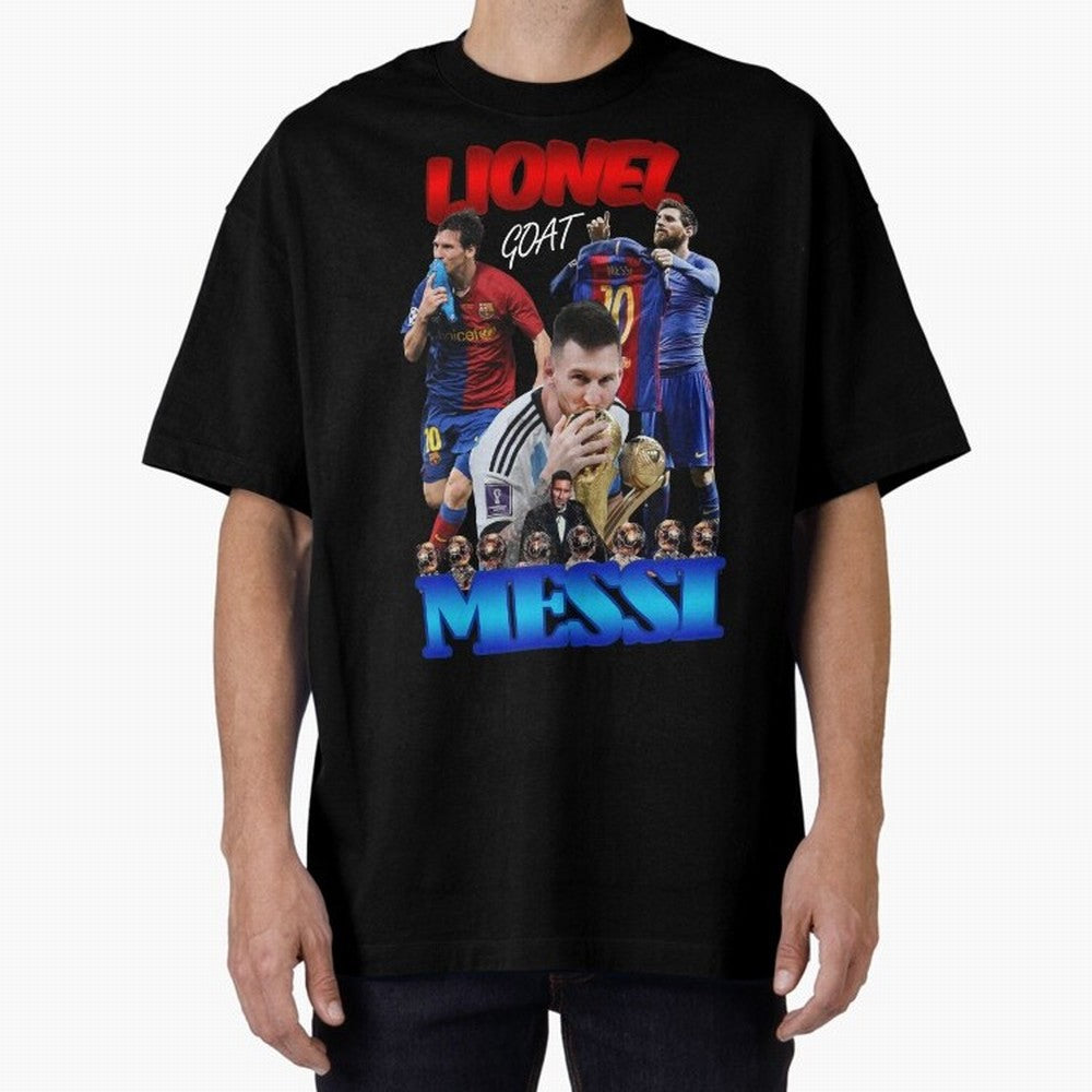 Lionel Messi GOAT: Barcelona & Argentina Oversized T-Shirt Carry the Dream of FIFA World Cup 2026 Spirit, Inspired by France, CR7, Football History, Final Match Energy, Crowd Noise and Once in a Lifetime Moments; Ideal for Fans Who Follow Messi,