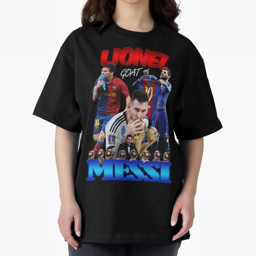 Lionel Messi GOAT: Barcelona & Argentina Oversized T-Shirt Carry the Dream of FIFA World Cup 2026 Spirit, Inspired by France, CR7, Football History, Final Match Energy, Crowd Noise and Once in a Lifetime Moments; Ideal for Fans Who Follow Messi,