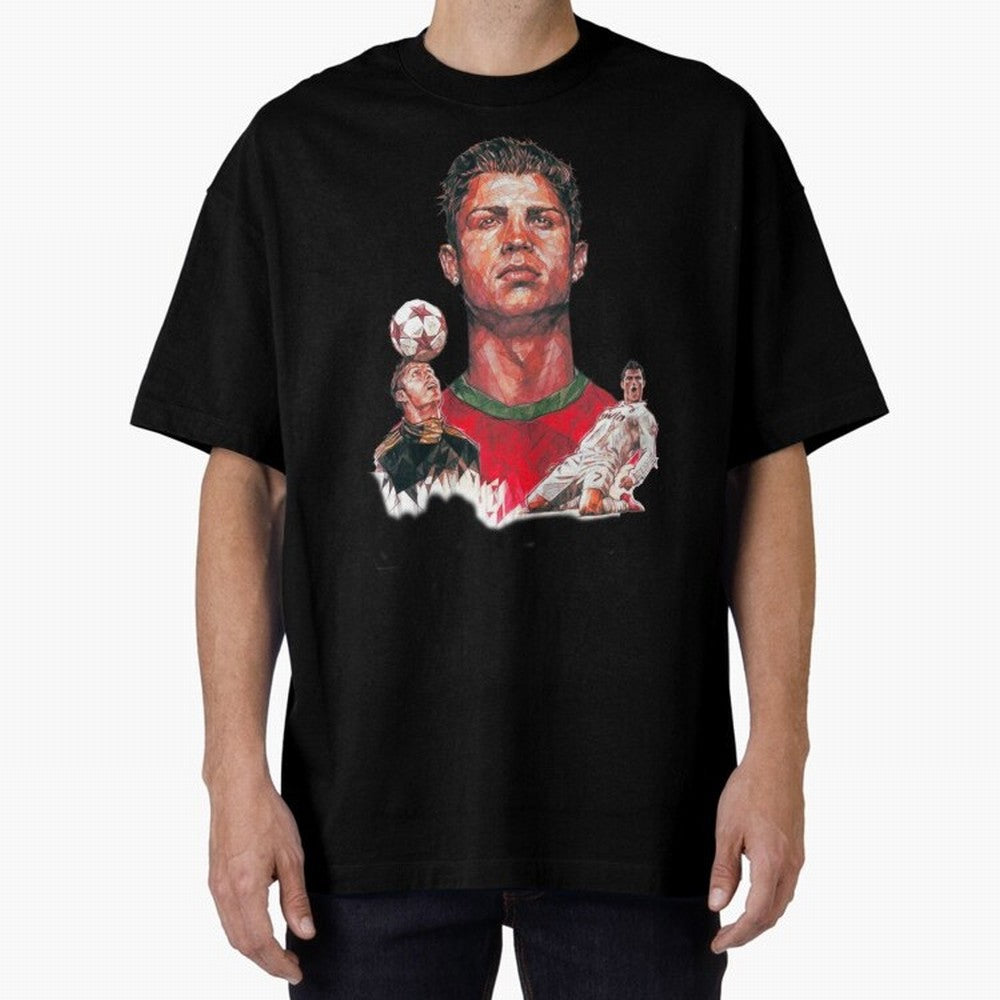 ronaldo Oversized T-Shirt Elevate Global Football Passion for FIFA World Cup 2026 USA Canada Mexico, Centered on Haaland, France and Portugal, Vintage Soccer Flavor, Modern Football Stars, National Flags and Final Night Emotion; Made for Die Hard