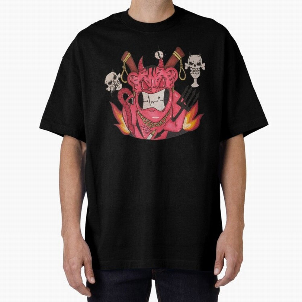 Devil Graffit Oversized T-Shirt Bring Retro Soccer Energy to FIFA World Cup 2026 USA Canada Mexico for Fans of Cristiano Ronaldo, Haaland and CR7 and Spain and Netherlands, Bringing Game Day Rituals, Football Legends, Country Pride and the Road to