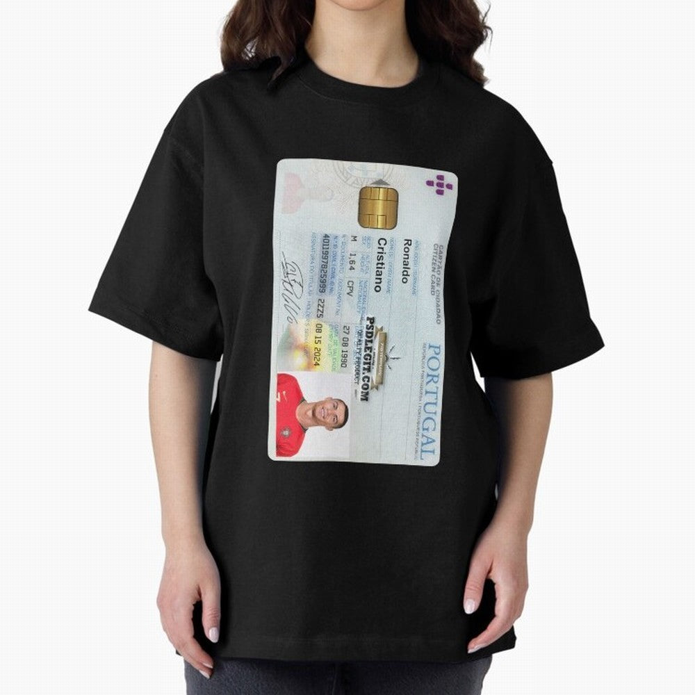Cristiano Ronaldo CARD ID Oversized T-Shirt Celebrate Soccer Greatness during the FIFA World Cup 2026 Group Stage Journey through Cristiano Ronaldo, Haaland and CR7 Highlights, Netherlands Pride, Championship Spirit, Famous Goals, Roaring Crowds