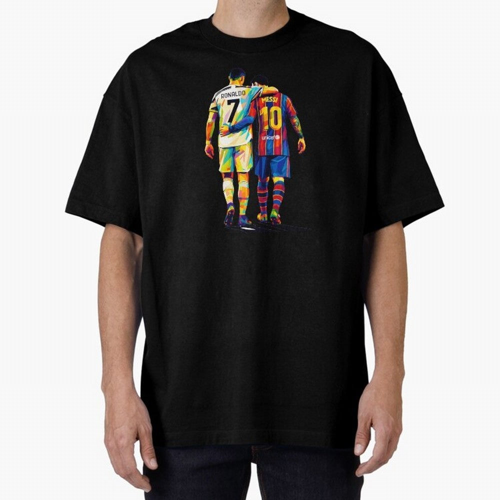 Cristiano Ronaldo And Messi Wpap Art Oversized T-Shirt Turn Football Passion into FIFA World Cup 2026 Group Stage Spirit, Inspired by Argentina, CR7 and Messi, Match Day Excitement, Supporter Culture, Golden Goals and Global Football Passion; Ideal