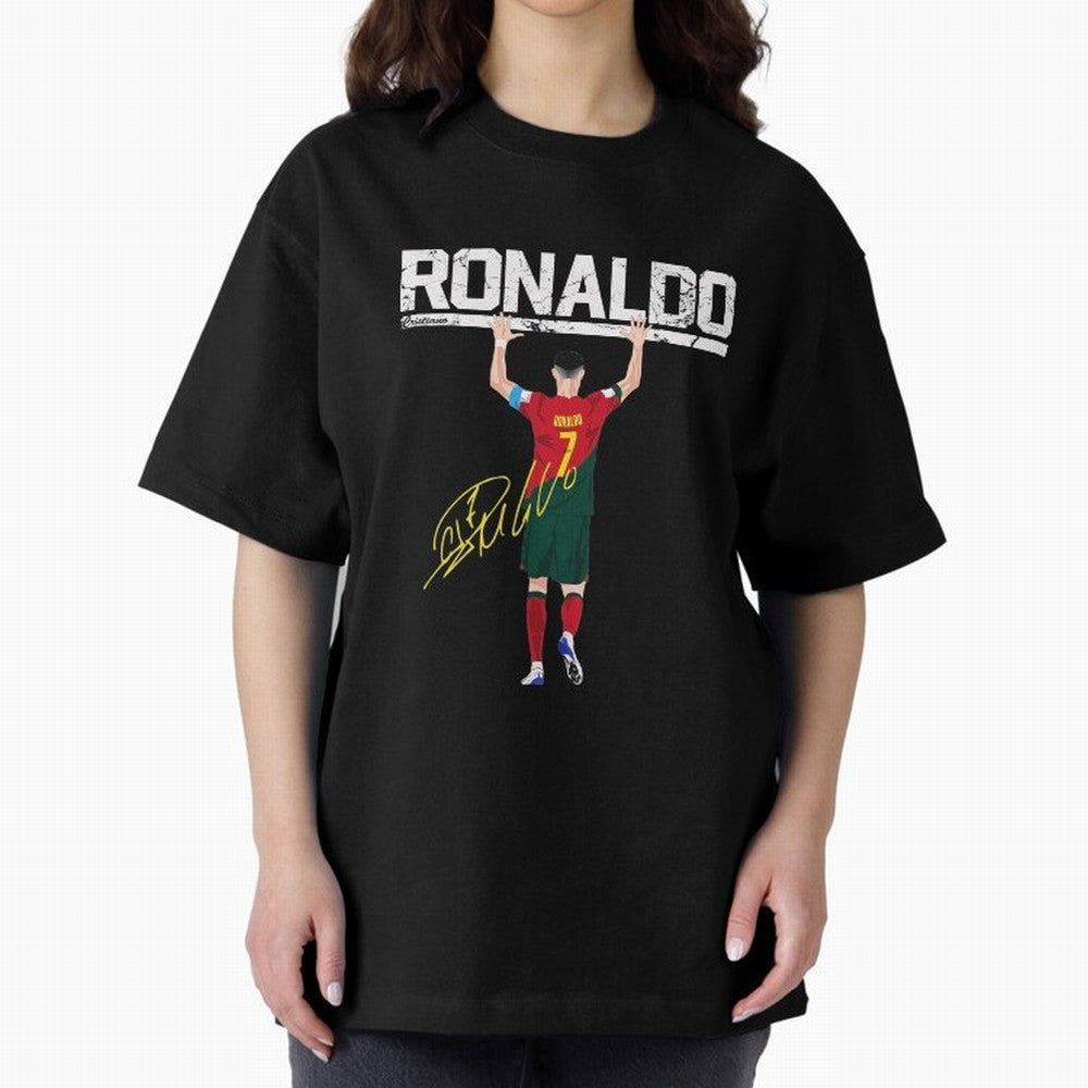 Cristiano Ronaldo Portugal Jersey -The Farewell Oversized T-Shirt Show Support during FIFA World Cup 2026 for Fans of Messi and Cristiano Ronaldo and Netherlands, Bringing Vintage Soccer Flavor, Modern Football Stars, National Flags and Final Night