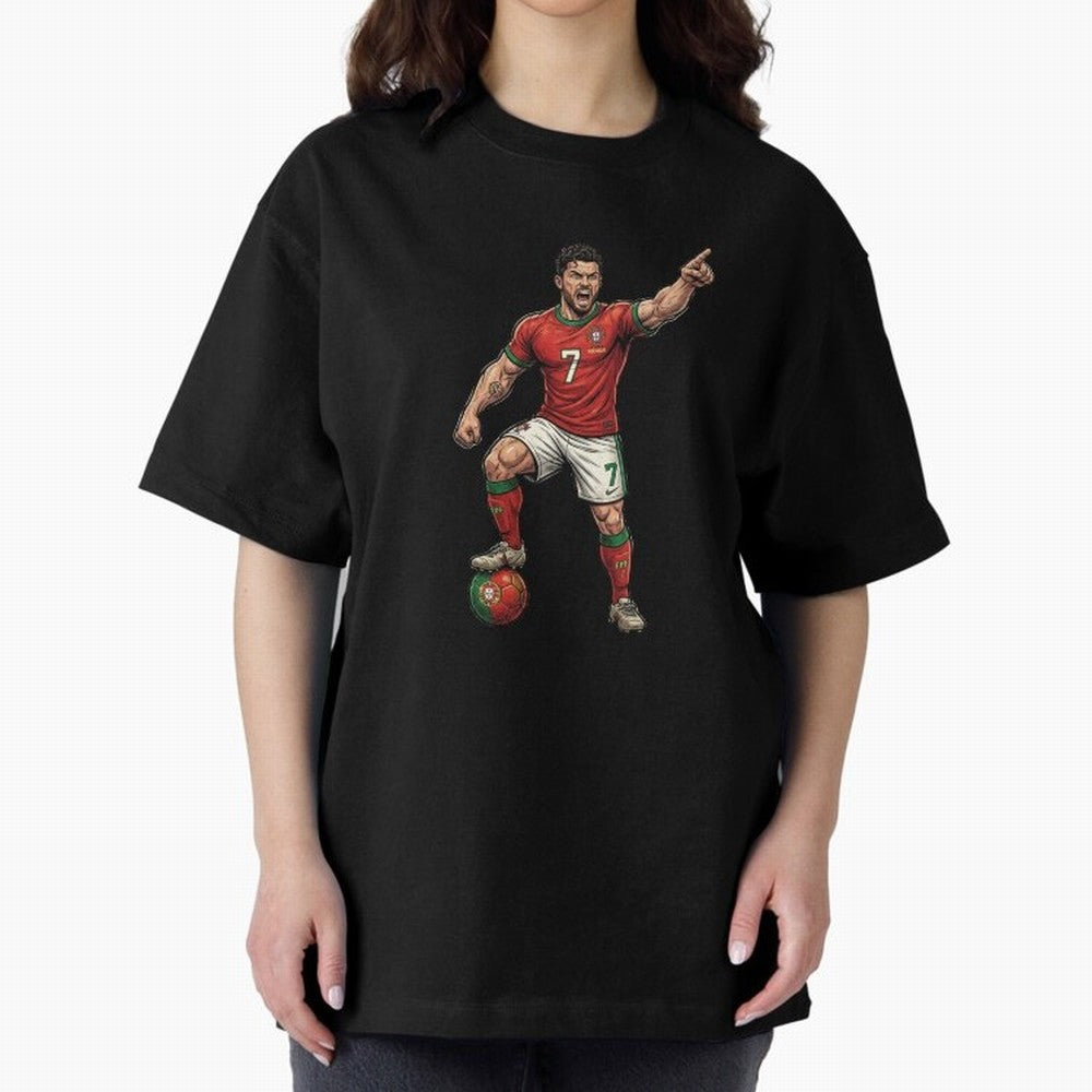 The ultimate soccer player | anime style Oversized T-Shirt Celebrate Every Goal in Global Football Passion for FIFA World Cup 2026, Filled with Messi, CR7 and Mbappe, Spain, Championship Spirit, Famous Goals, Roaring Crowds and International