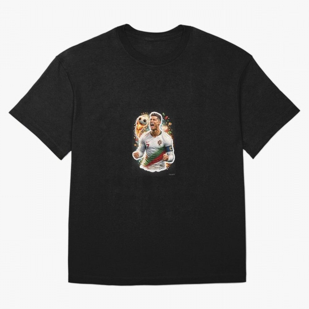 Ronaldo Winning Moment Oversized T-Shirt Spotlight Global Football Passion for FIFA World Cup 2026 Group Stage, Centered on Messi, CR7 and Mbappe, Portugal, Spain and Germany, Football Festival Excitement, Trophy Ambitions, Country Rivalries and