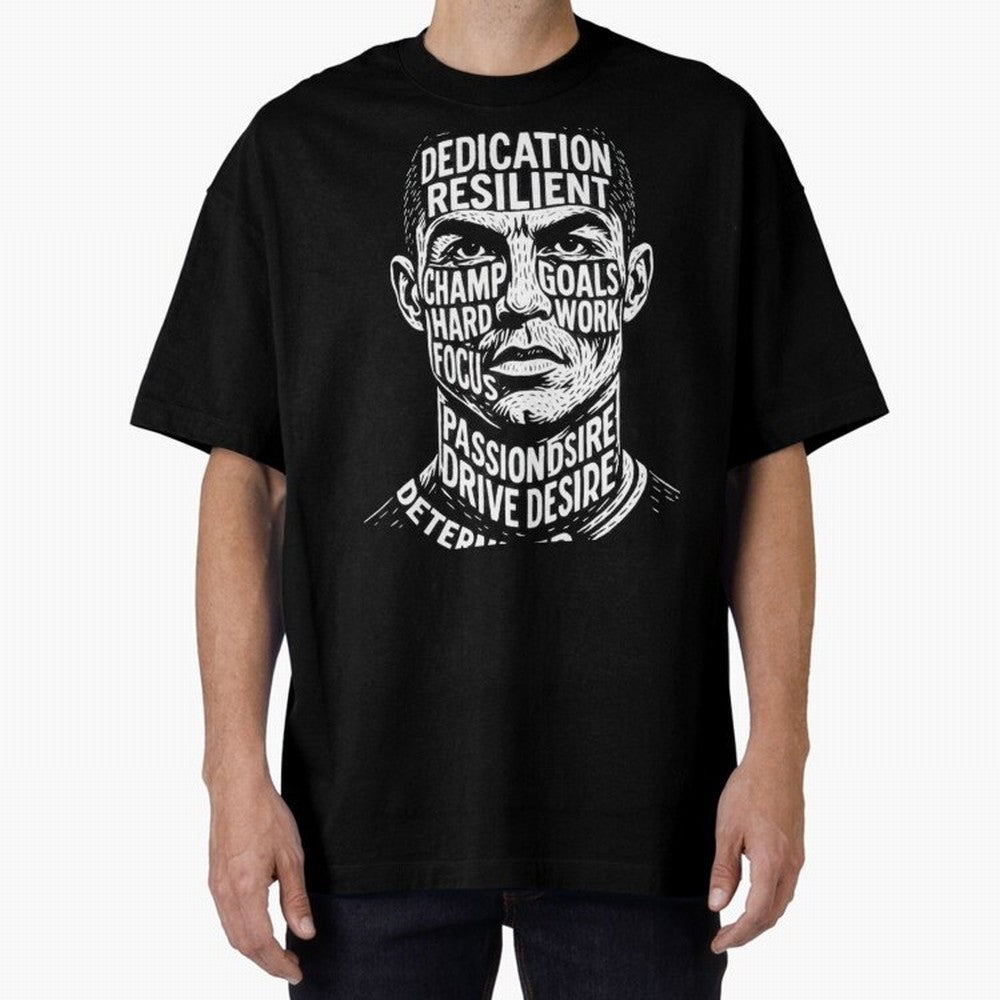 Artistic Ronaldo Oversized T-Shirt Celebrate Golden Goal Energy in FIFA World Cup 2026 Capturing Haaland and Mbappe, Brazil Energy, Sports Nostalgia, International Competition, Famous Players and Unforgettable Victories; Great for Supporters Who