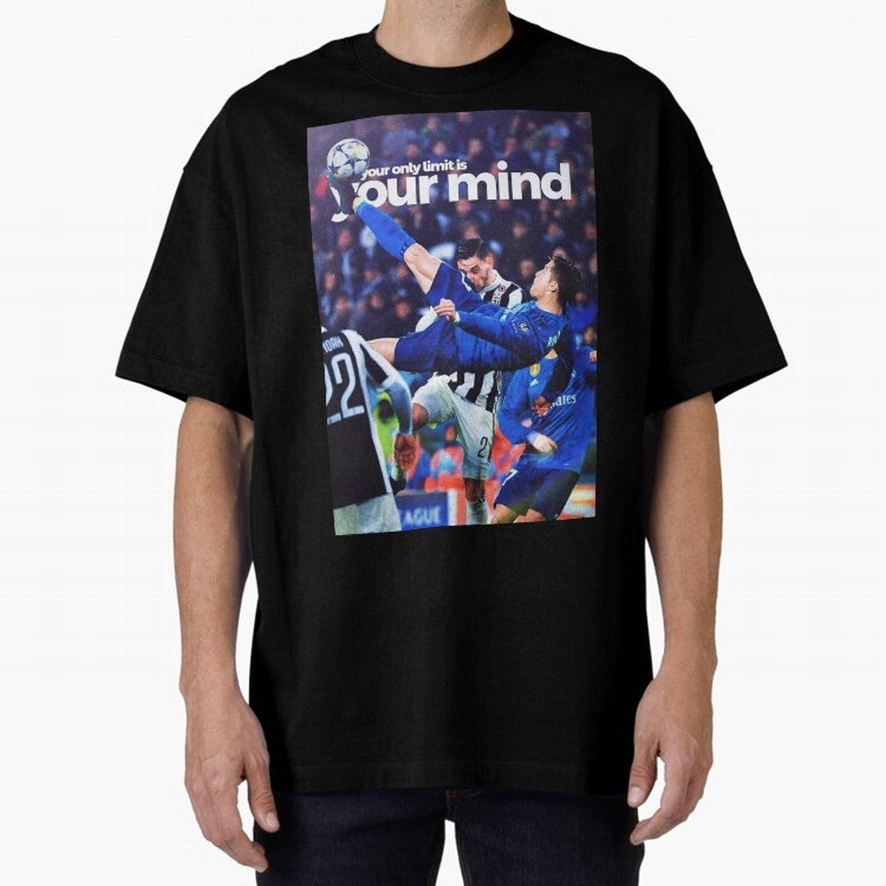 Cristiano Ronaldo - Your only limit is your mind Oversized T-Shirt Represent FIFA World Cup 2026 USA Canada Mexico Featuring Messi, Portugal Energy, Retro Football Energy, Iconic Rivalries, Trophy Chase Drama and Stadium Atmosphere; Perfect for