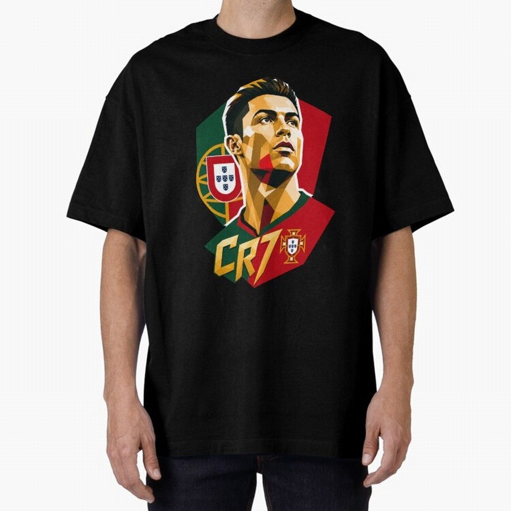 CR7 Art Print Oversized T-Shirt Build Global Football Passion for FIFA World Cup 2026 USA Canada Mexico, Inspired by Mbappe and Neymar, Argentina, France and Brazil, Fan Favorite Moments, National Team Passion, Big Match Drama and Soccer History;