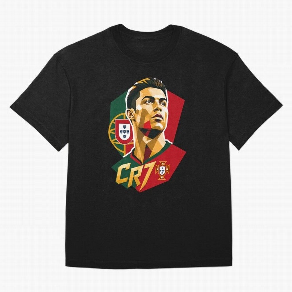 CR7 Art Print Oversized T-Shirt Build Global Football Passion for FIFA World Cup 2026 USA Canada Mexico, Inspired by Mbappe and Neymar, Argentina, France and Brazil, Fan Favorite Moments, National Team Passion, Big Match Drama and Soccer History;