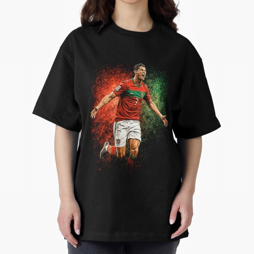 Cristiano Ronaldo Football Legend Oversized T-Shirt Bring Trophy Dreams to Match Day Hype around FIFA World Cup 2026 USA Canada Mexico, Mbappe, Germany, Goal Celebration Energy, Supporter Heritage, Football Icons and Worldwide Tournament Joy; Built