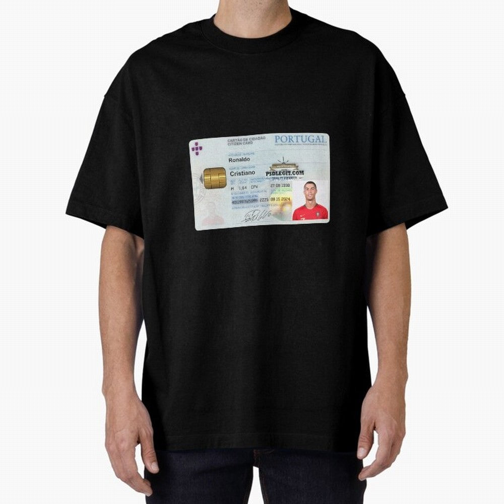 Cristiano Ronaldo CARD ID Oversized T-Shirt Turn Football Passion into Global Football Passion for FIFA World Cup 2026 USA Canada Mexico, Made for Messi, Neymar and Mbappe, England, Goal Celebration Energy, Supporter Heritage, Football Icons and