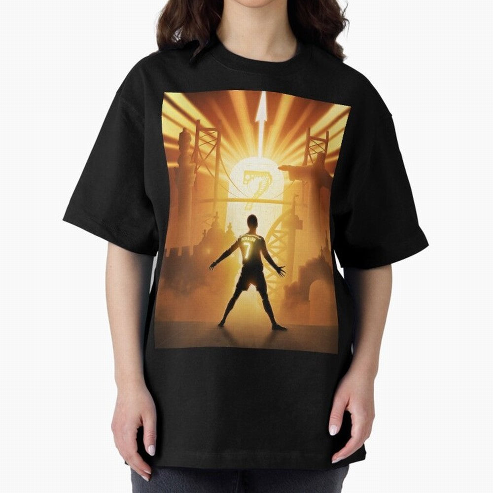 Celebration of Champions Art Poster Oversized T-Shirt Show Your Love for FIFA World Cup 2026 for Fans of Neymar, Haaland and Cristiano Ronaldo and England and Germany, Bringing Sports Nostalgia, International Competition, Famous Players and