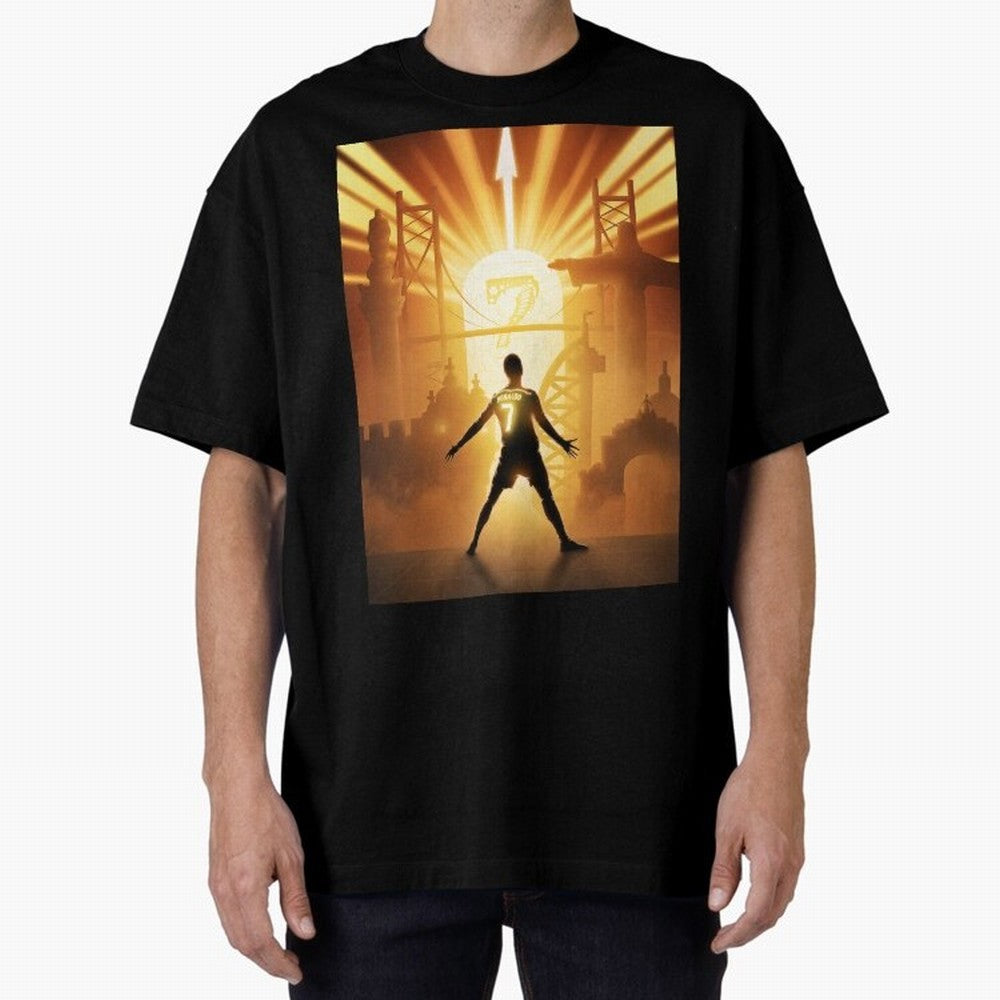 Celebration of Champions Art Poster Oversized T-Shirt Show Your Love for FIFA World Cup 2026 for Fans of Neymar, Haaland and Cristiano Ronaldo and England and Germany, Bringing Sports Nostalgia, International Competition, Famous Players and