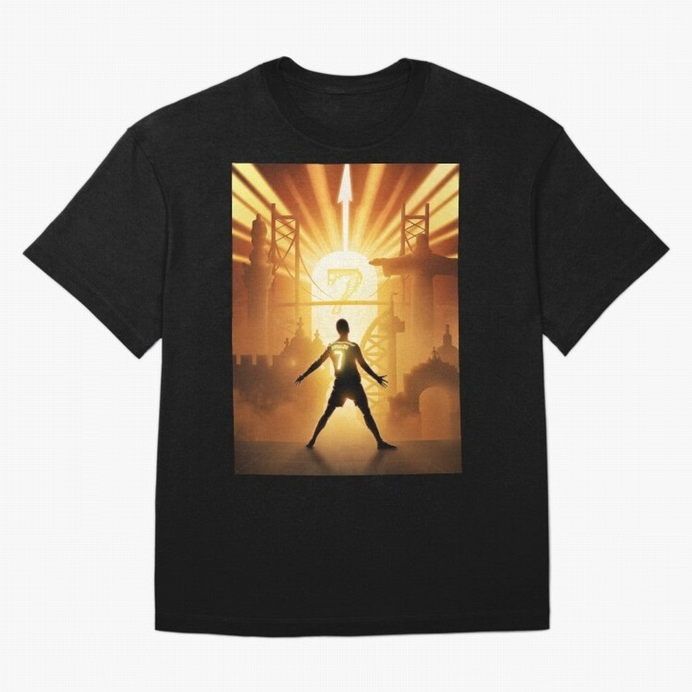 Celebration of Champions Art Poster Oversized T-Shirt Show Your Love for FIFA World Cup 2026 for Fans of Neymar, Haaland and Cristiano Ronaldo and England and Germany, Bringing Sports Nostalgia, International Competition, Famous Players and