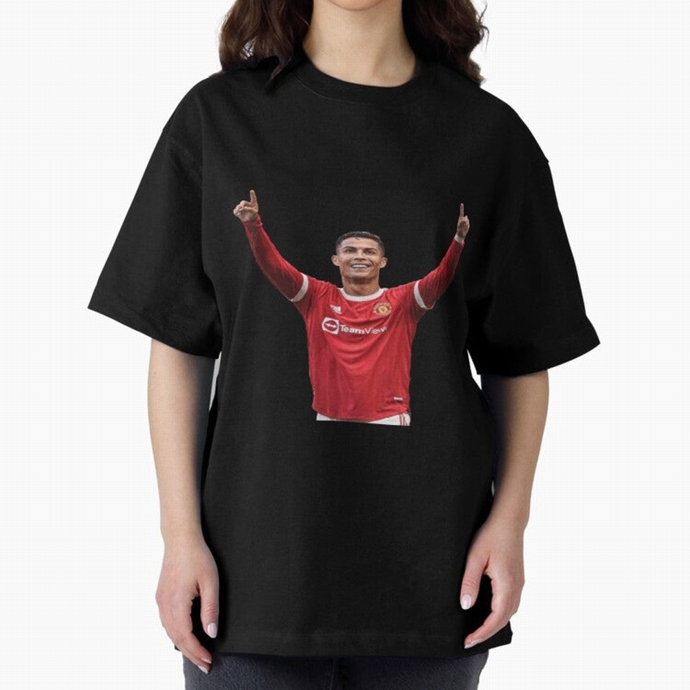 Crisitano Ronaldo Manchester United Oversized T-Shirt Capture Stadium Memories from FIFA World Cup 2026 Inspired by CR7 and Messi, Argentina and Brazil Energy, Championship Spirit, Famous Goals, Roaring Crowds and International Football Unity;