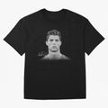 Cristiano Ronaldo T-Shirt Big Face Young Ronaldo - Black and White Oversized T-Shirt Celebrate Rivalries and Pride in FIFA World Cup 2026 USA Canada Mexico for Fans of Cristiano Ronaldo, Haaland and CR7 and Portugal, Spain and Germany, Bringing