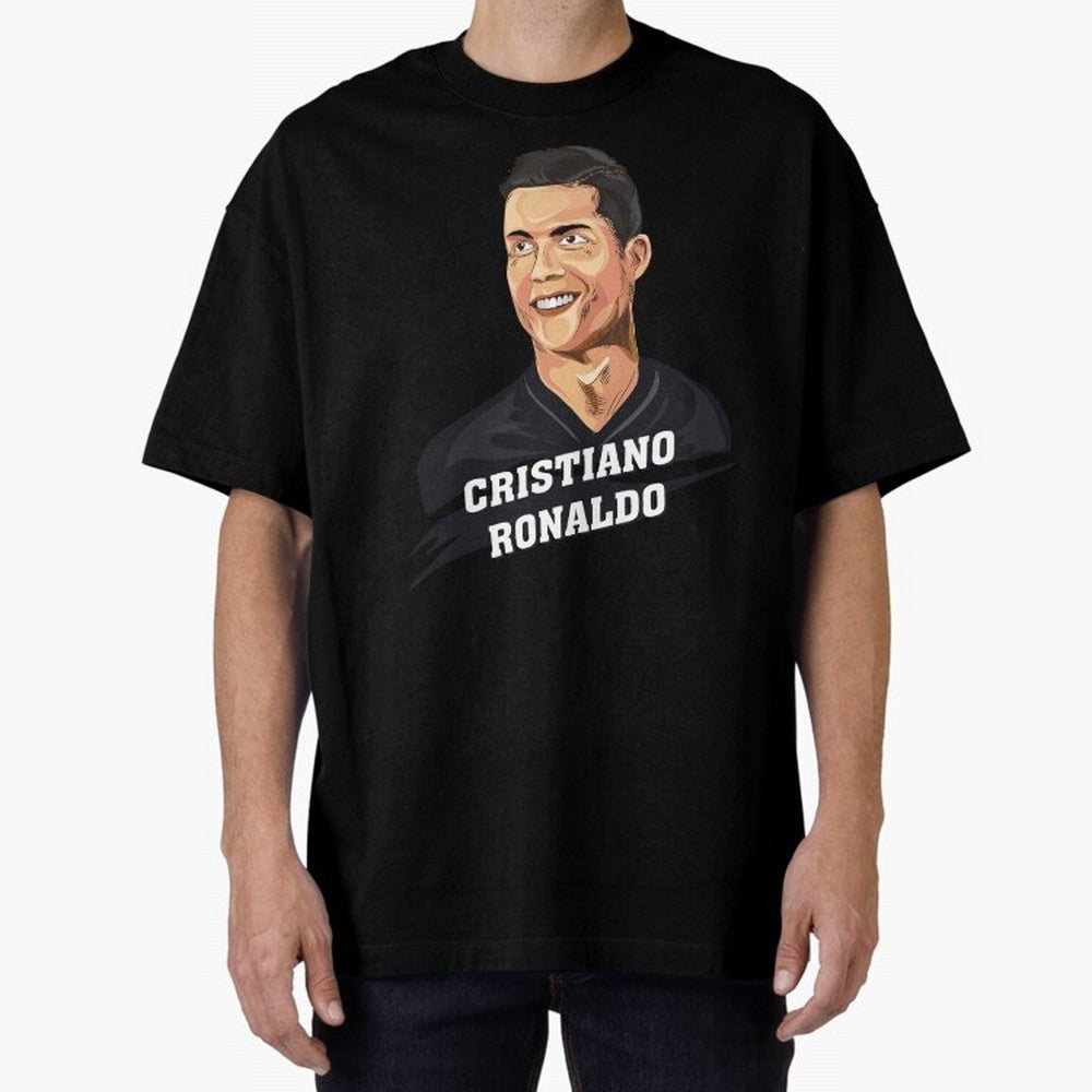 Cristiano Ronaldo Portrait Oversized T-Shirt Mark FIFA World Cup 2026 Group Stage Spirit, Connected to Brazil, Portugal and Argentina, Mbappe and Neymar, Classic Soccer Heritage, Championship Pressure, Fan Loyalty and International Pride; Made for
