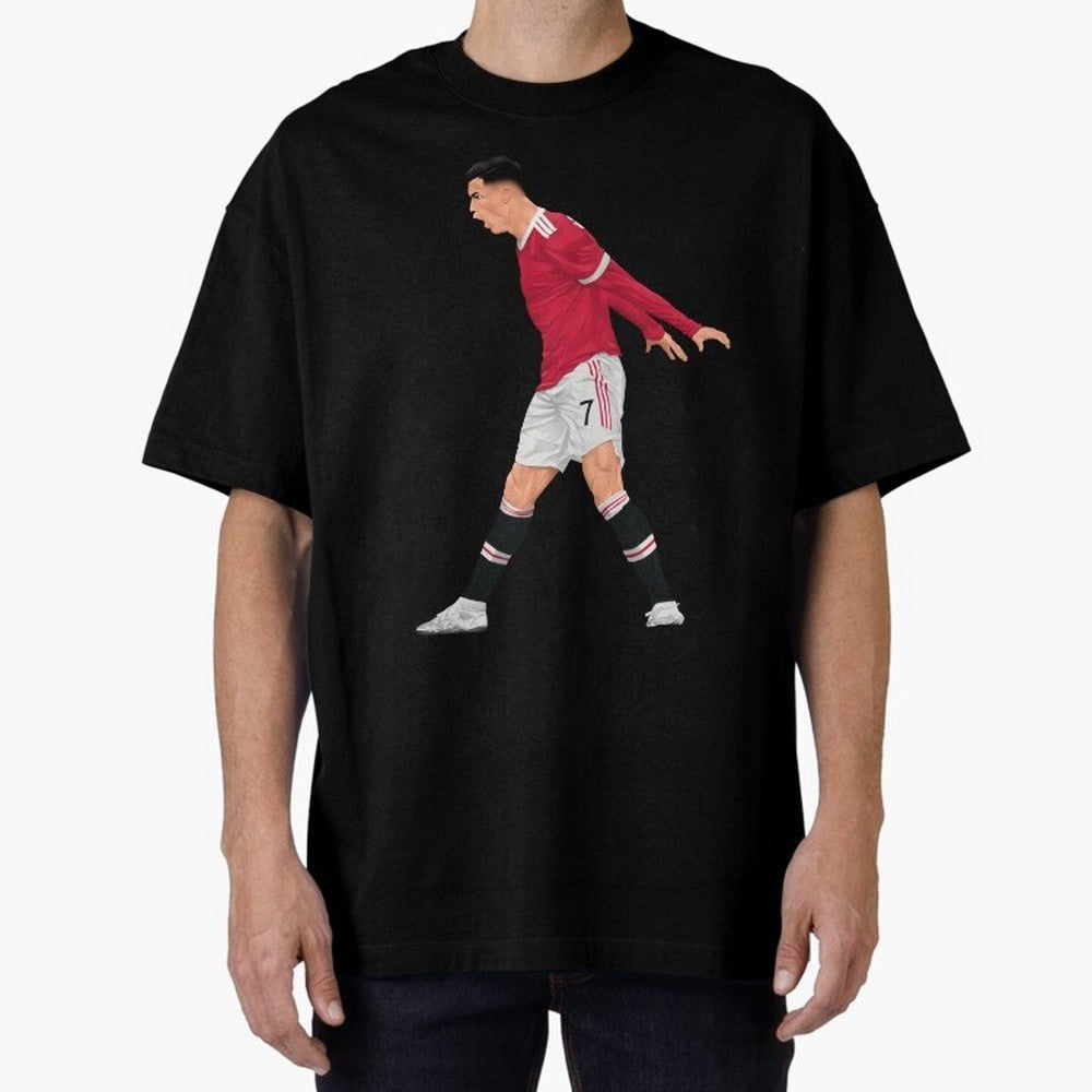 Cristiano Ronaldo Celebration Oversized T-Shirt Represent the Passion of Global Football Passion for FIFA World Cup 2026 Group Stage, Capturing Messi, Portugal, Spain and Germany, Stadium Memories, Football Loyalty, International Chants and