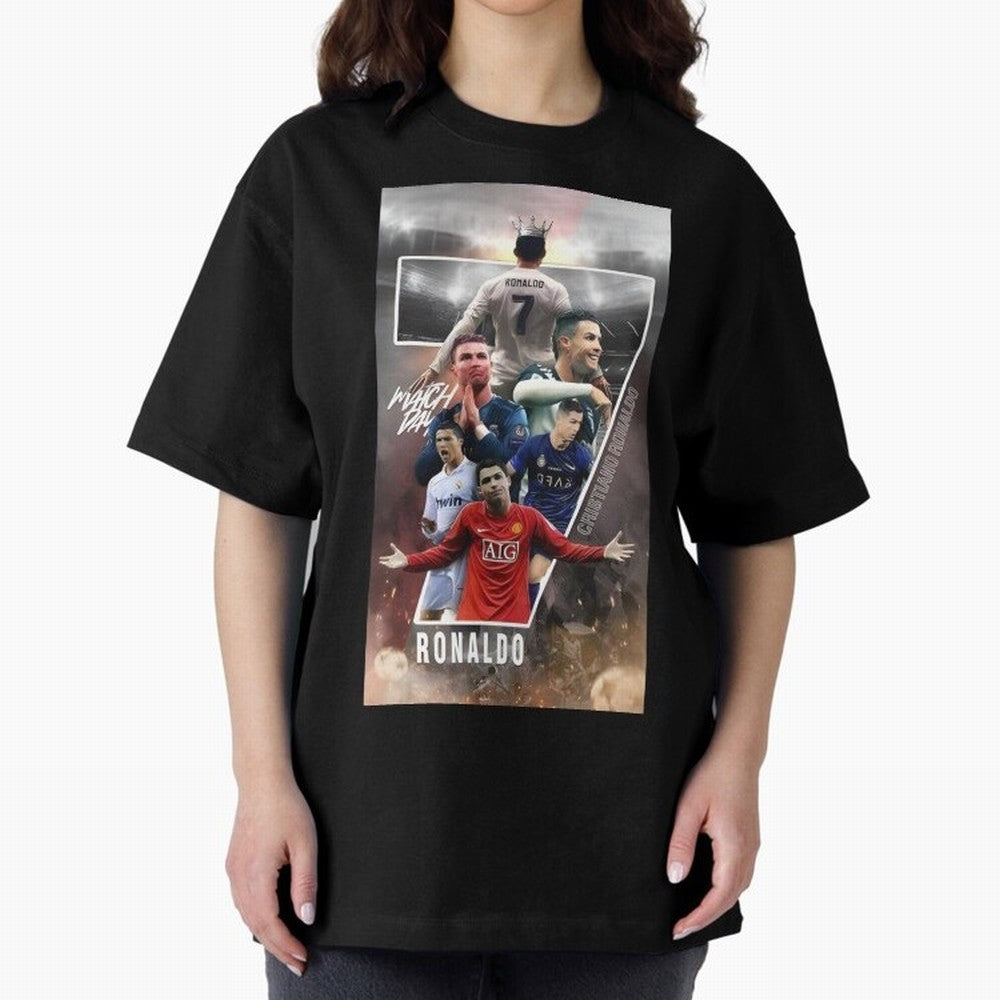 Cr7 wallpaper Oversized T-Shirt Support FIFA World Cup 2026 Spirit, Made for France and Portugal, CR7 and Messi, Fan Favorite Moments, National Team Passion, Big Match Drama and Soccer History; Made for Die Hard Supporters, Soccer Lovers, Game Day