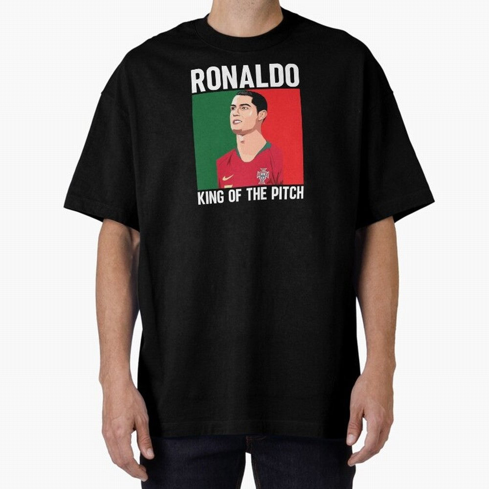 Ronaldo: King Of The Pitch Oversized T-Shirt Celebrate Every Goal in FIFA World Cup 2026 for Fans of Cristiano Ronaldo, Haaland and CR7 and France, Bringing Fan Favorite Moments, National Team Passion, Big Match Drama and Soccer History; Built for