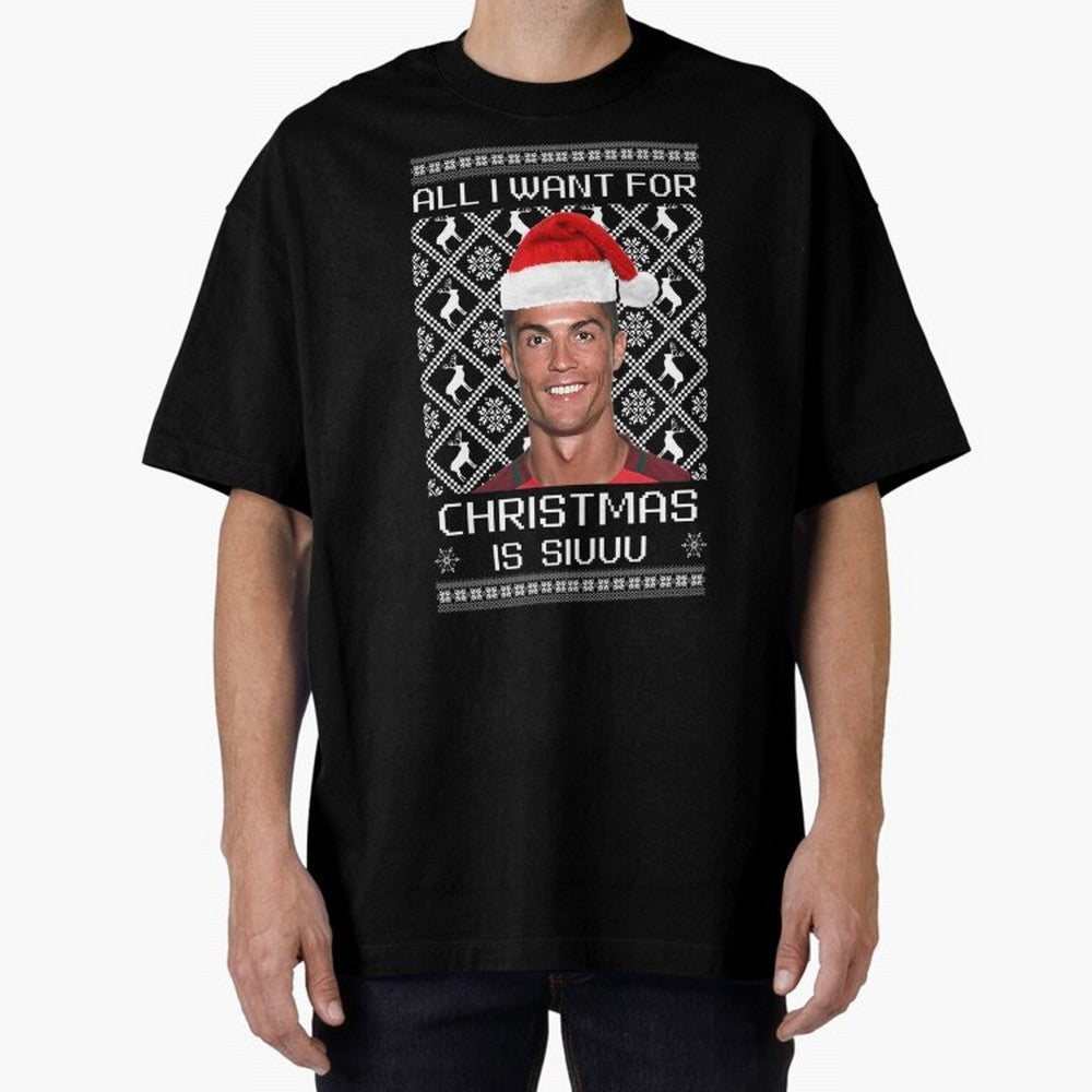 Cristiano Ronaldo Siuuu Christmas Oversized T-Shirt Show Support during FIFA World Cup 2026 USA Canada Mexico Built around Cristiano Ronaldo, Haaland and CR7, England and Germany Energy, Football Passion, Legendary Performances, Festival Vibes and