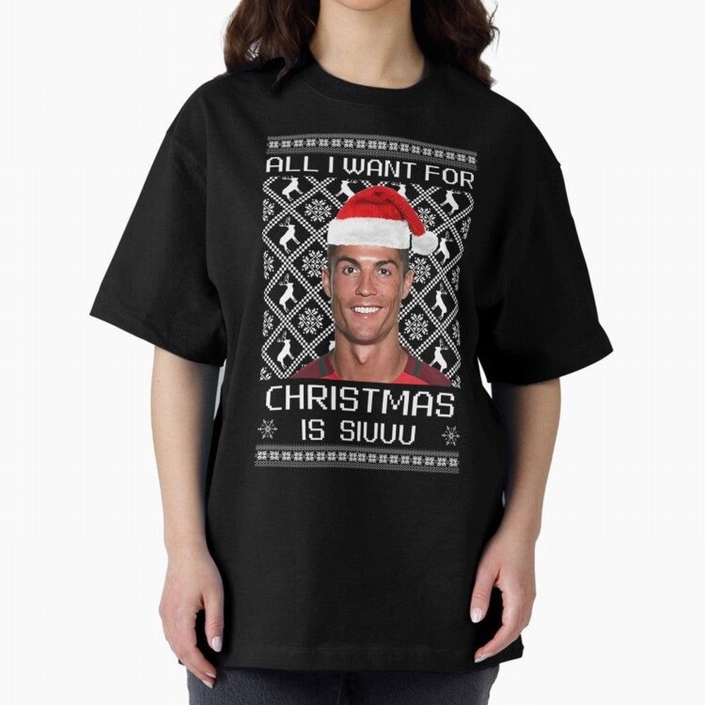 Cristiano Ronaldo Siuuu Christmas Oversized T-Shirt Show Support during FIFA World Cup 2026 USA Canada Mexico Built around Cristiano Ronaldo, Haaland and CR7, England and Germany Energy, Football Passion, Legendary Performances, Festival Vibes and