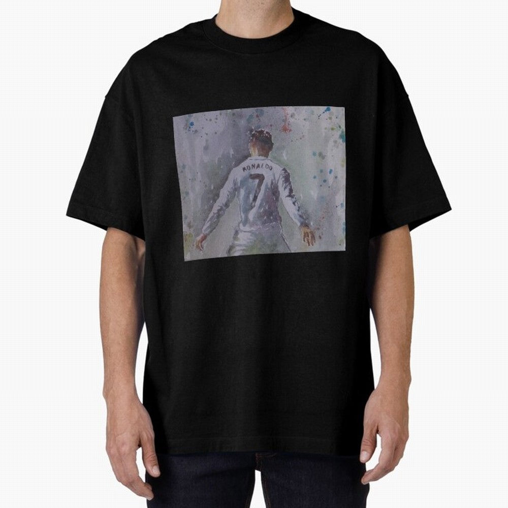 Cristiano Ronaldo - Portrait 2 Oversized T-Shirt Celebrate Rivalries and Pride in Global Football Passion for FIFA World Cup 2026 Group Stage, Connected to Cristiano Ronaldo, Portugal, Retro Football Energy, Iconic Rivalries, Trophy Chase Drama and