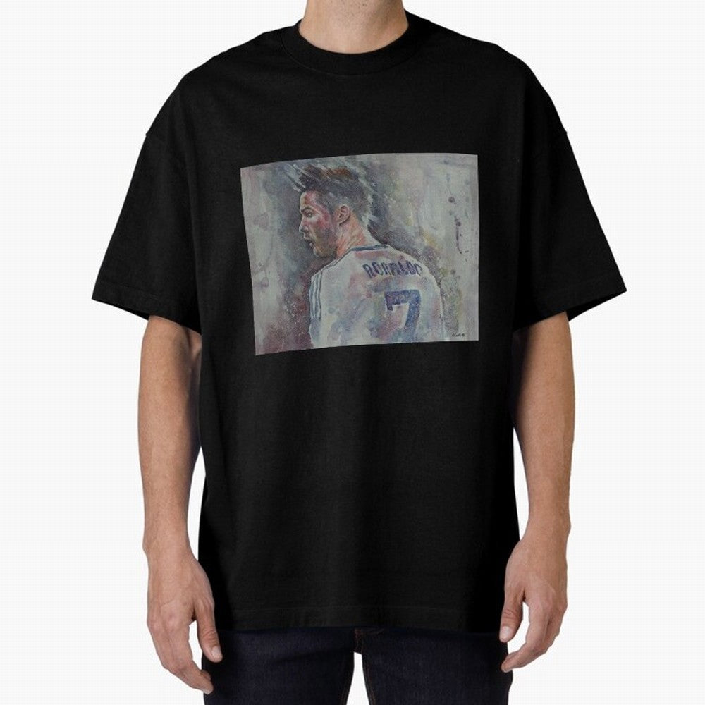 Cristiano Ronaldo - Portrait 1 Oversized T-Shirt Back the Journey through FIFA World Cup 2026 USA Canada Mexico for Fans of Messi, CR7 and Mbappe and England, France and Netherlands, Bringing Soccer Culture, Superstar Moments, National Team Dreams
