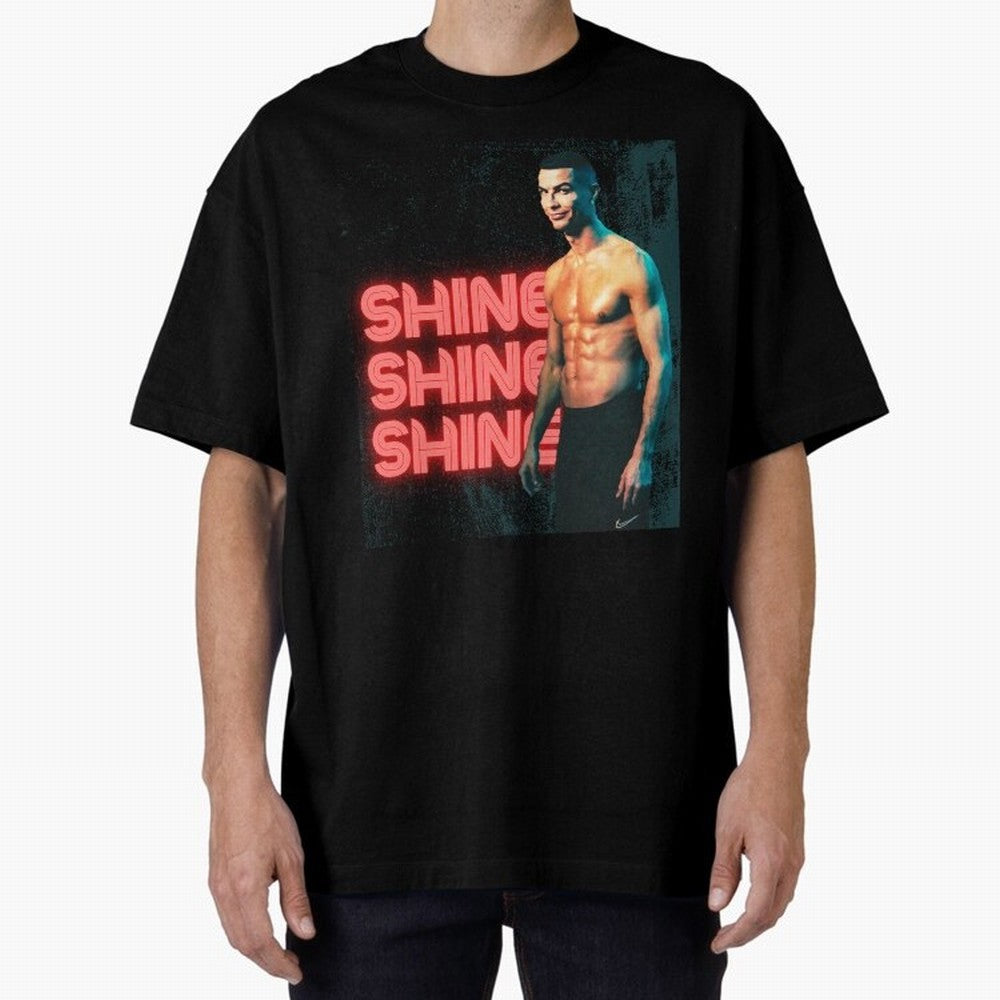 Cristiano Ronaldo Shine Oversized T-Shirt Feel the Trophy Chase of Match Day Hype around FIFA World Cup 2026, Mbappe and Neymar, Spain, Game Day Rituals, Football Legends, Country Pride and the Road to the Final; Ideal for Passionate Fans Who Love